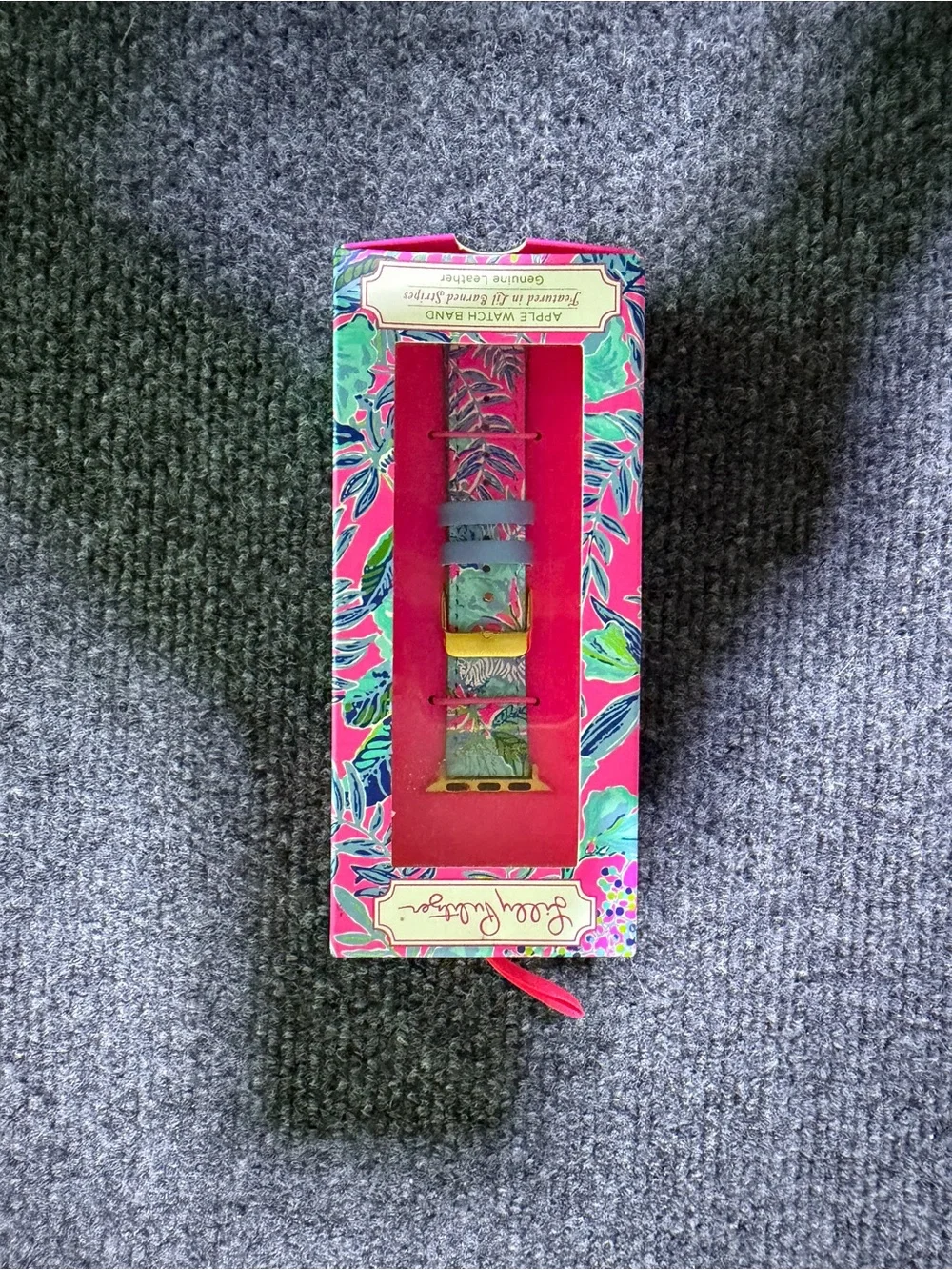 Lilly Pulitzer Pink Tropical Leather Apple Watch Band